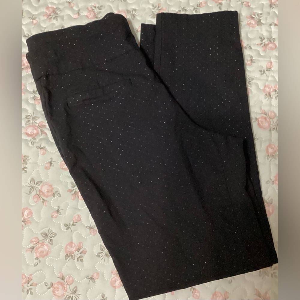 Crown & Ivy Black Cropped Pants with Dotted Pattern